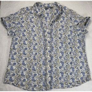 Eddie Bauer Women 1X Floral Button Front Blouse Cottagecore Lightweight Top